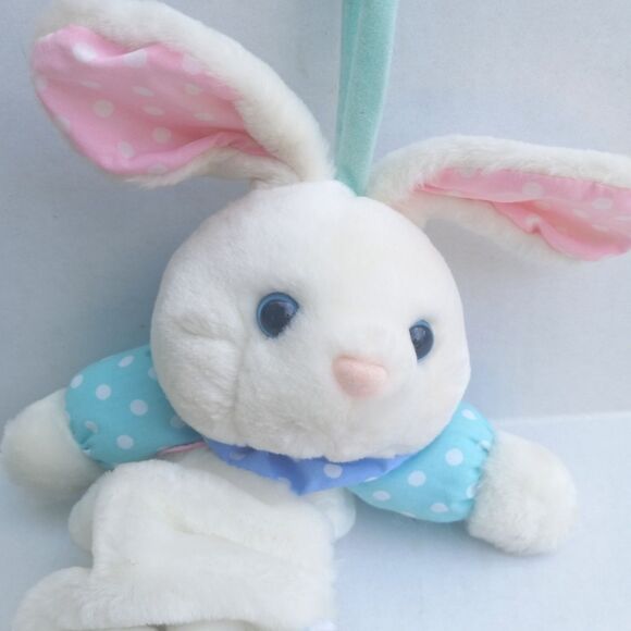 Vtg First Peek Plush Rabbit Musical Pull Toy-Crib-Stroller-London Bridge-Working - Picture 4 of 9
